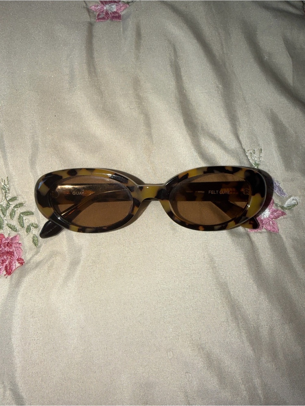 Quay Australia Tortoiseshell Oval Sunglasses - Felt Cute - Picture 2 of 3